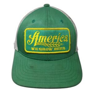 Rural Cloth Trucker Hat Green White One Size America We Grow Beer Mesh Snapback